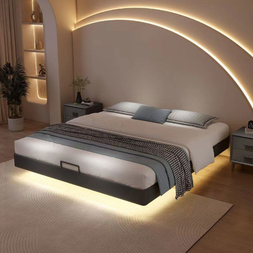 Floating bed without headboard