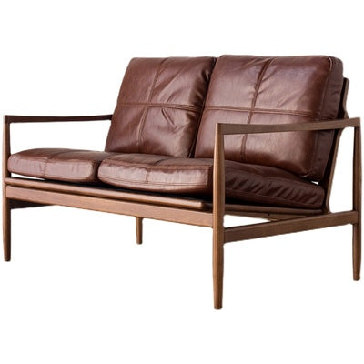 Solid wood leather sofa chair