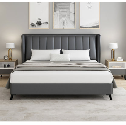 Nordic leather bed for two high-end, elegant and simple