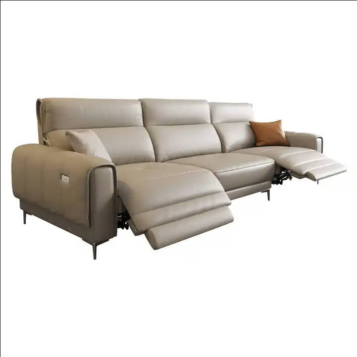 European -style leather Sofa  -3seats Functional sofa