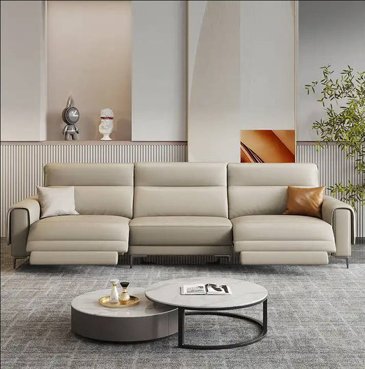 European -style leather Sofa  -3seats Functional sofa