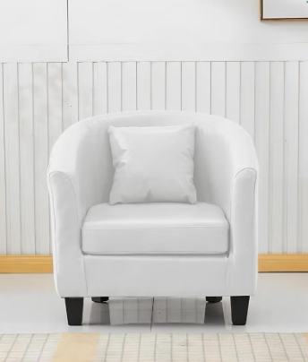 Modern white leather armchair  Single sofa