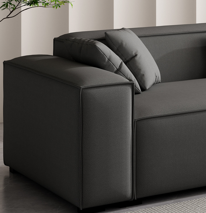 Tofu block full leather sofa